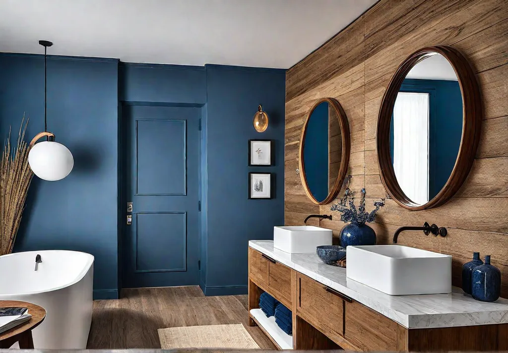 A sundrenched coastal bathroom with natural wood accents woven textures and calmingfeat