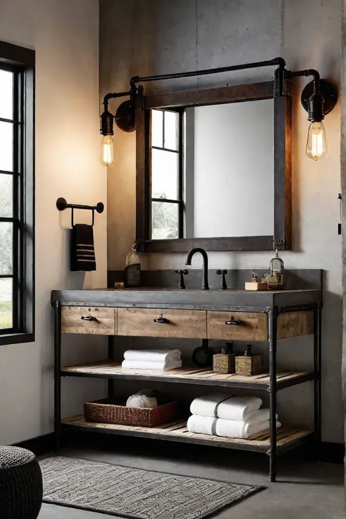 Bathroom with vintage and industrial design elements