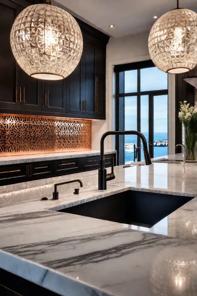 Classic kitchen design natural stone