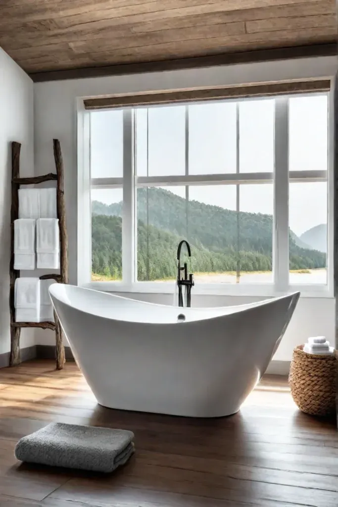 Coastal bathroom with driftwood accents