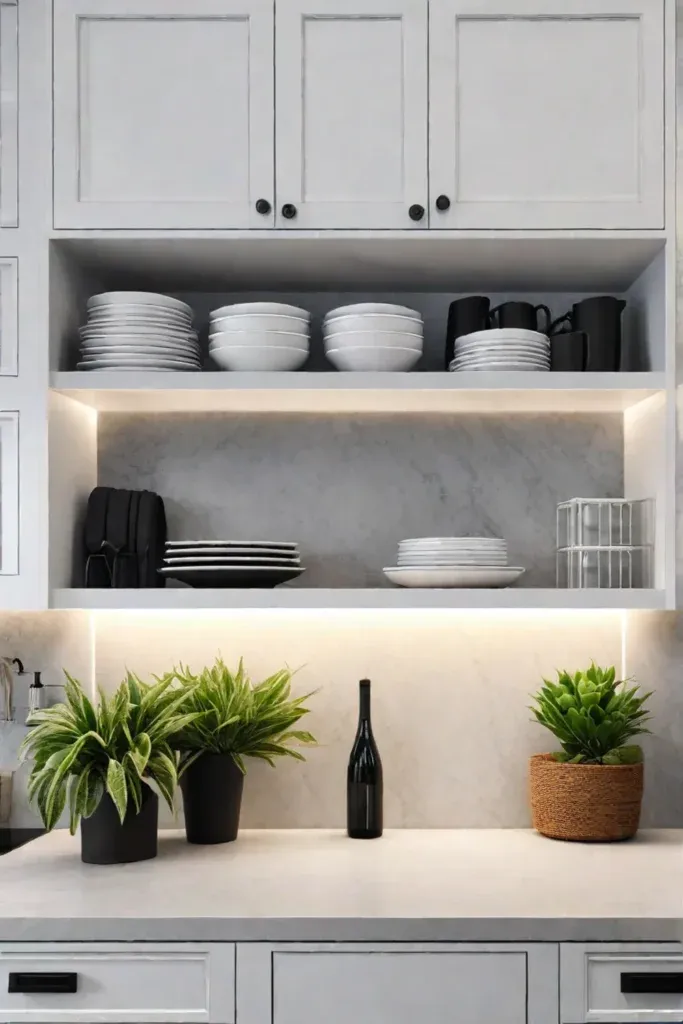 Decorative storage open shelves