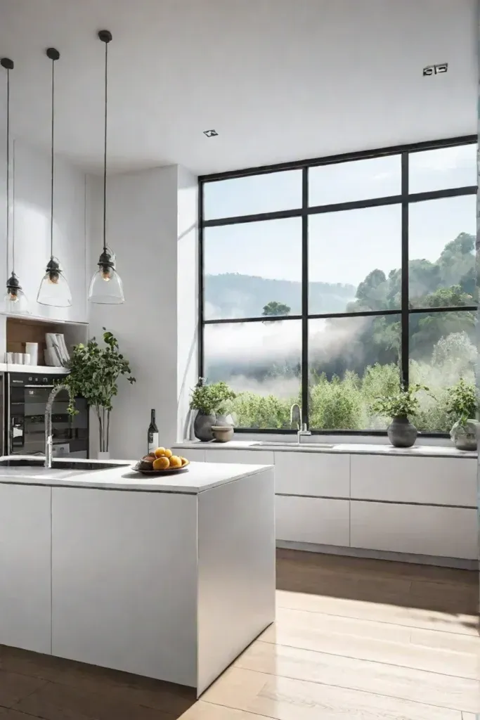 Ecofriendly kitchen with natural light and energysaving appliances