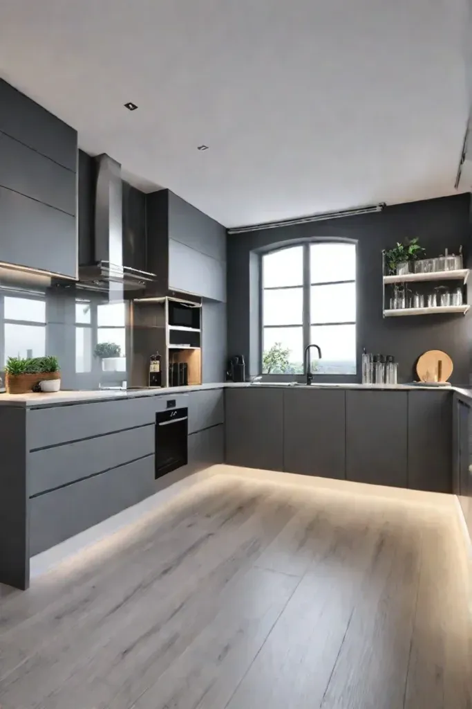 Family maintaining organized zones in a kitchen