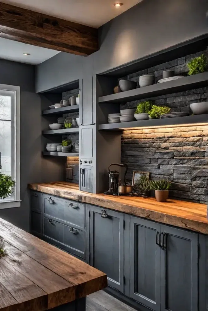 Farmhouse kitchen with durable slate backsplash