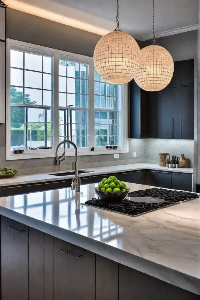 Functional kitchen with recessed pendant and undercabinet lighting