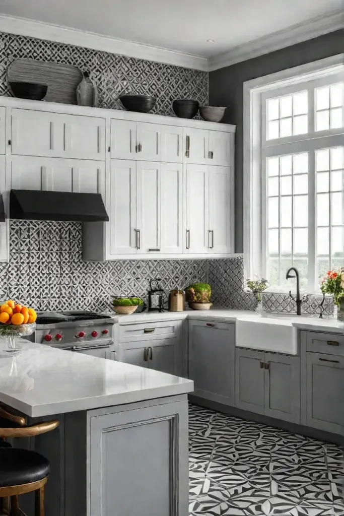 Geometric backsplash contemporary kitchen