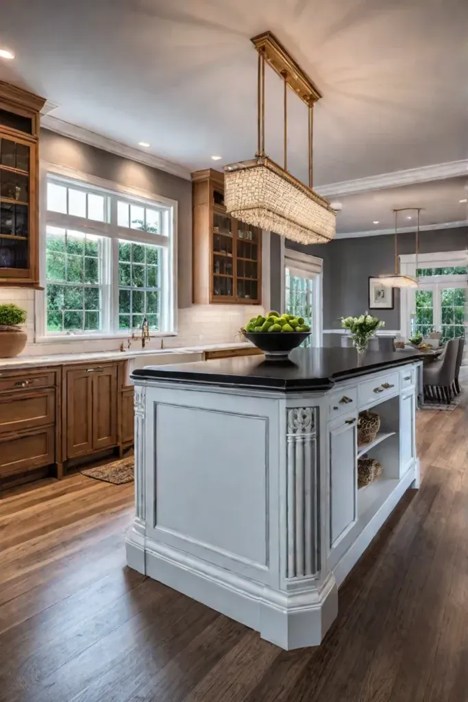 Kitchen island with contrasting colors