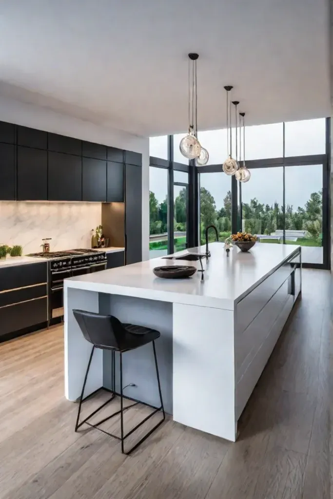 Kitchen island with integrated appliances