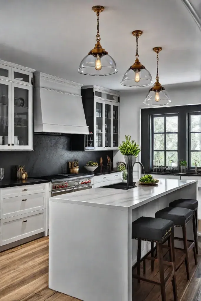 Kitchen wall decor ideas with statement lighting