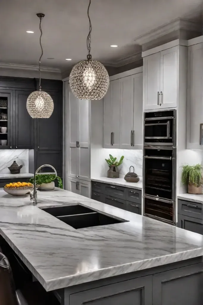 Kitchen with layered lighting design