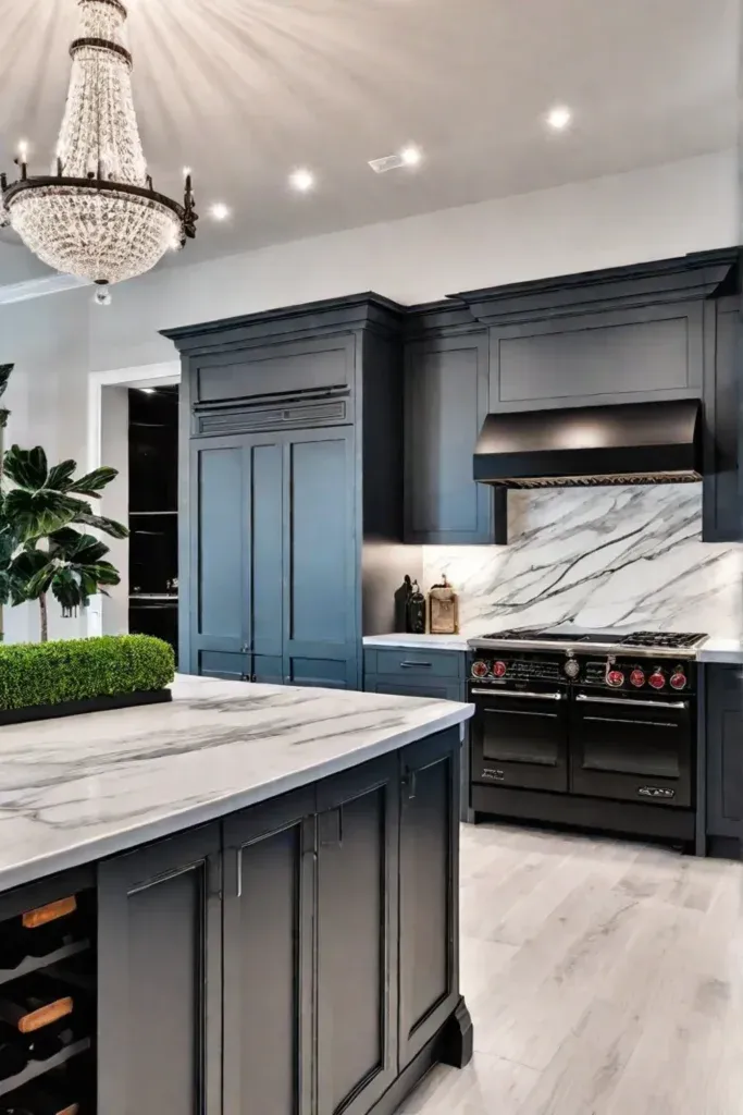 Marble backsplash upscale kitchen
