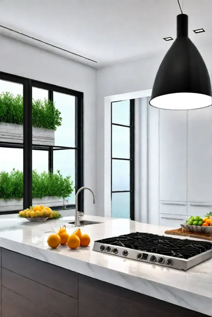 Minimalist kitchen with organized countertops