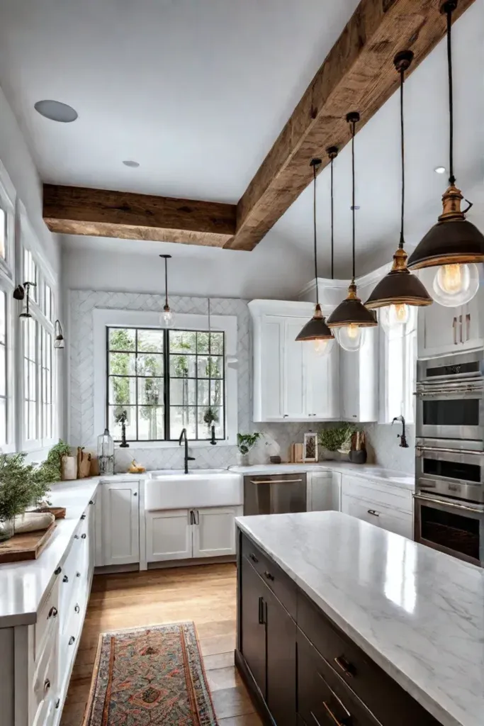 Modern farmhouse kitchen with Edisonstyle pendant lights