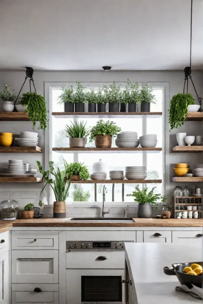 Open shelving farmhouse kitchen