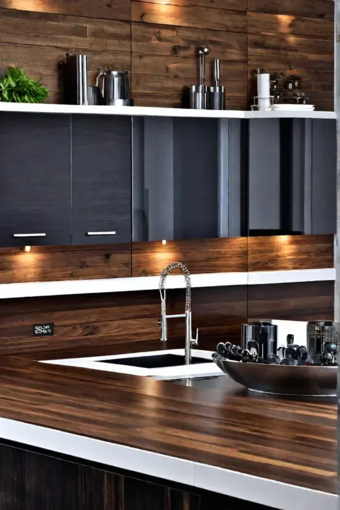 Reclaimed wood backsplash rustic kitchen sustainable design