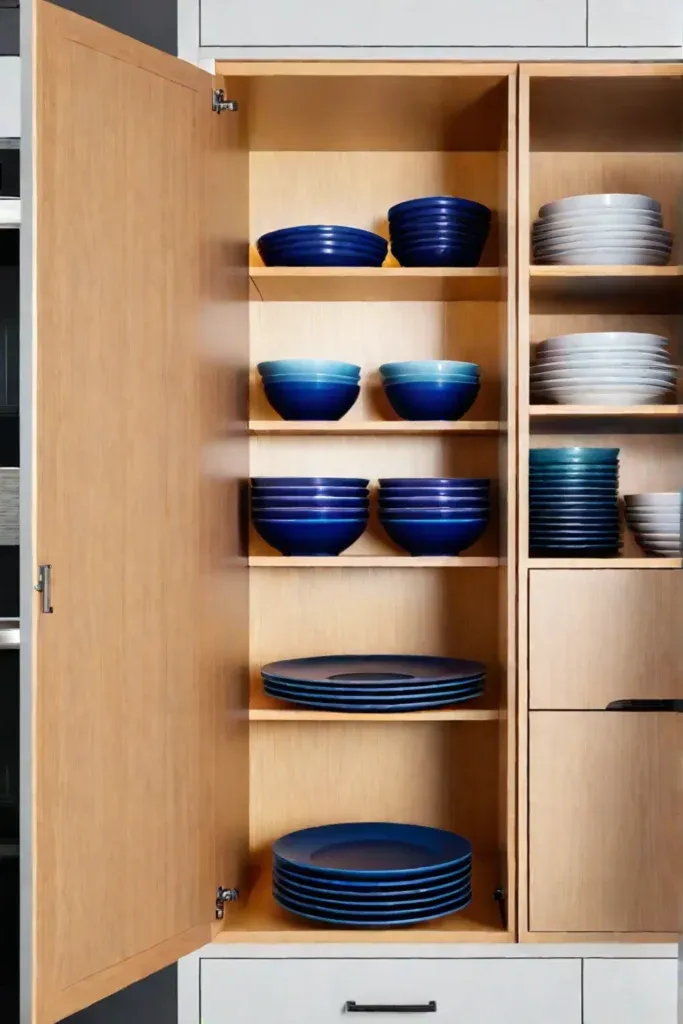 Stackable shelves organized cabinets