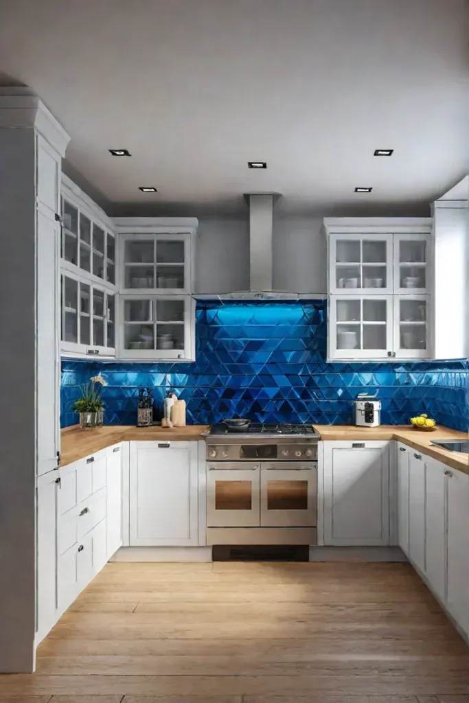 Bold statement backsplash in a cottage kitchen