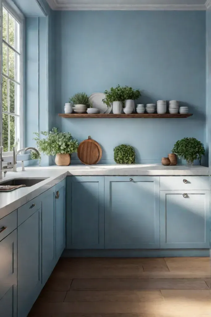 Calming blue hues in a cottage kitchen