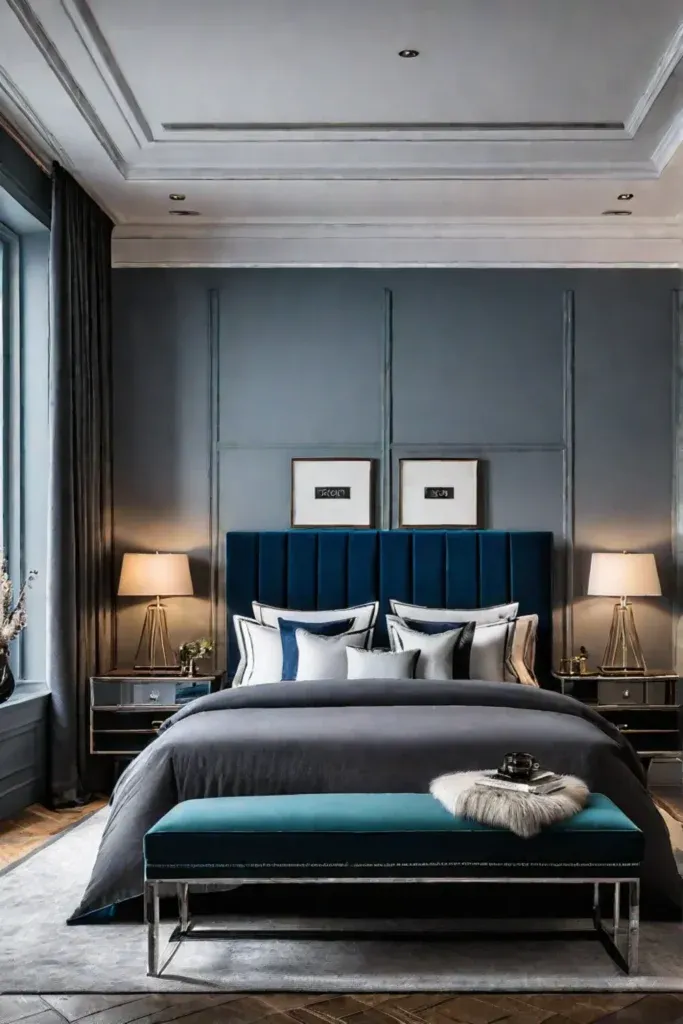 Contemporary bedroom with accent wall