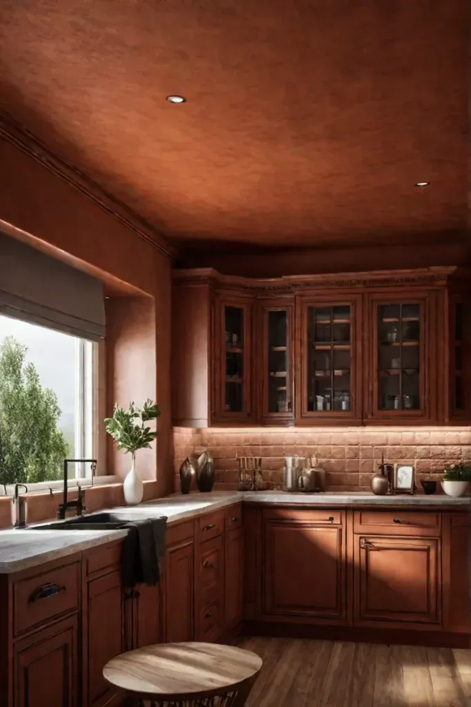 Cottage kitchen design with Venetian plaster effect