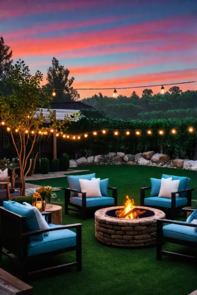 Festive decor fire pit gathering cozy winter scene