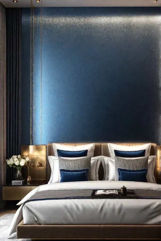 Shimmering wallpaper in a bedroom