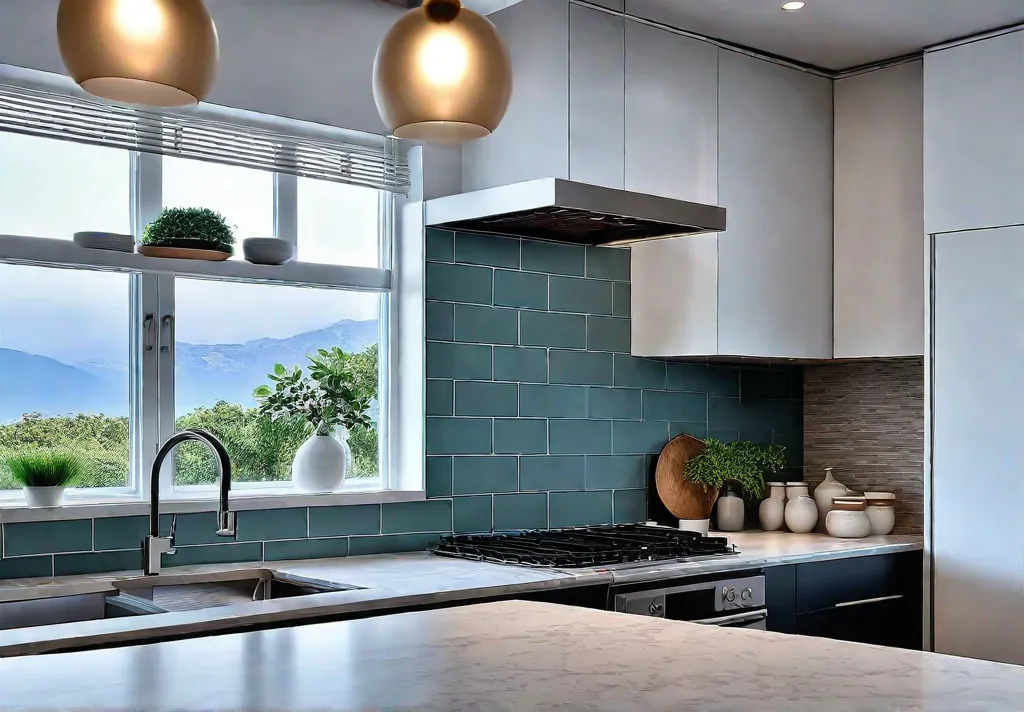 A bright airy kitchen with a newly renovated backsplash The backsplash featuresfeat