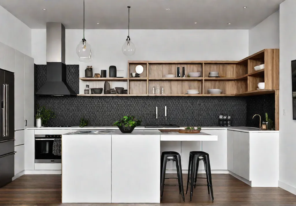 A bright and airy kitchen featuring Shaker cabinets in natural wood finishfeat