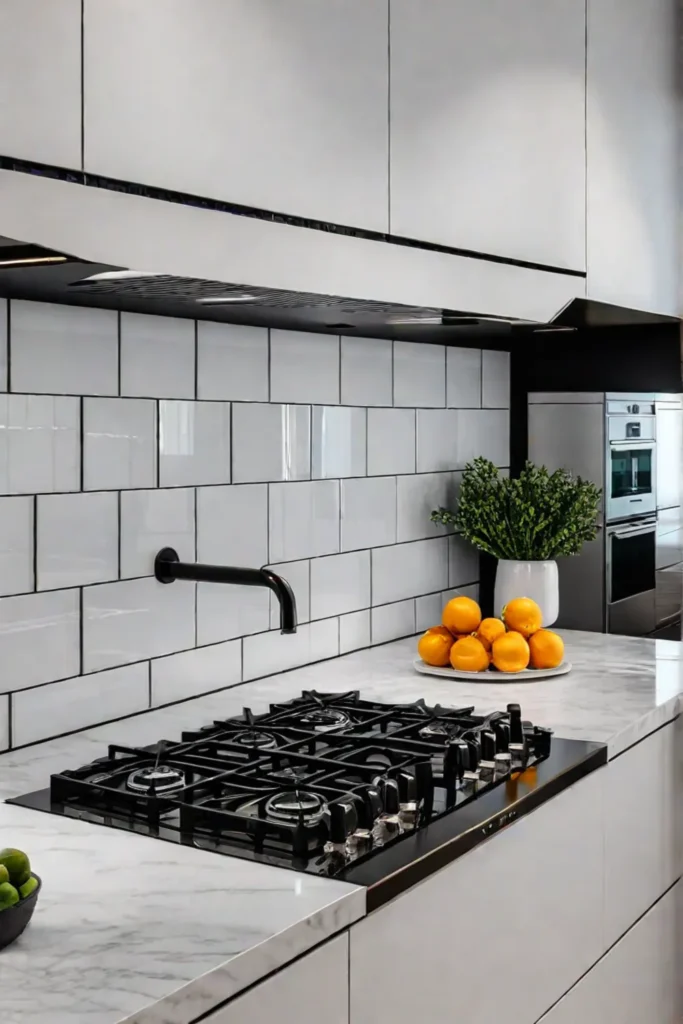 Antiqued mirror balanced backsplash