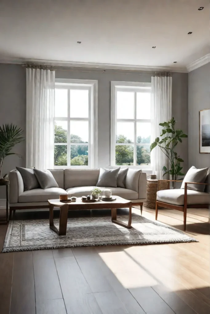 Bright and airy living room with natural textures