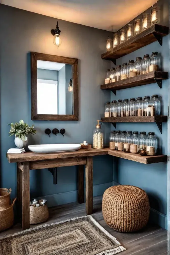 Budgetfriendly bathroom Edison bulb lights rustic charm