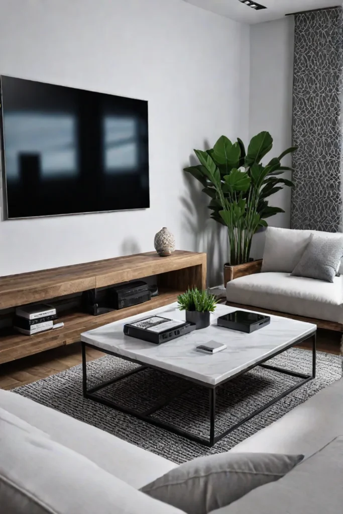 Calm living room with minimal technology and digital distractions