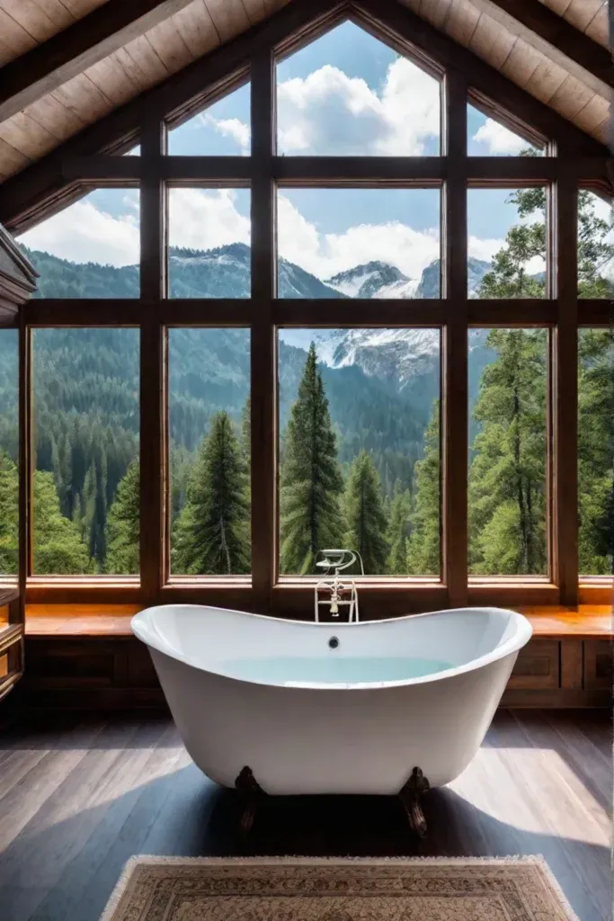 Clawfoot tub tranquil atmosphere natureinspired design