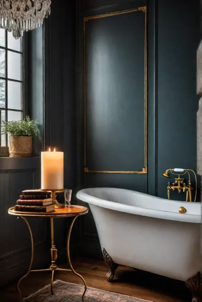 Cozy bathroom flickering candle rustic charm