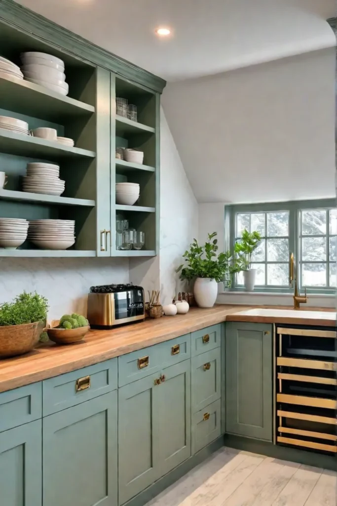 Eclectic kitchen blending Shaker and farmhouse design elements