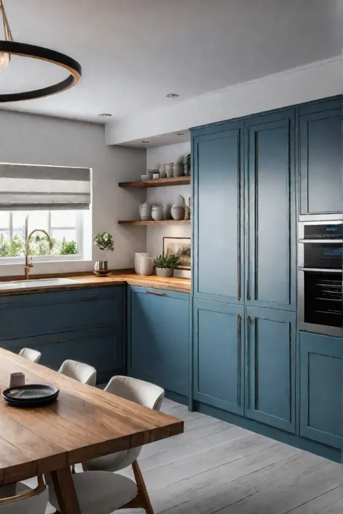 Eclectic kitchen mixed materials wood veneer