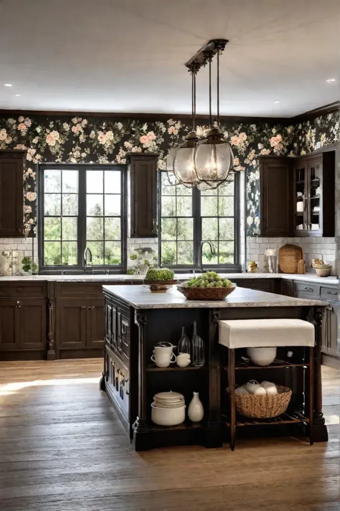 Farmhouse kitchen floral vinyl wrap