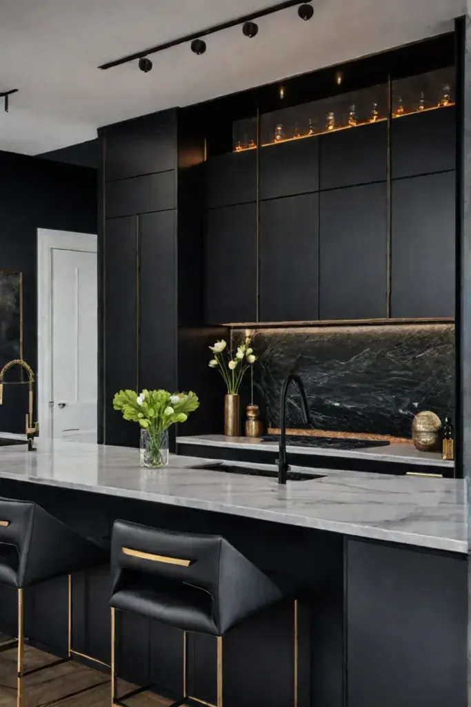 Modern cabinets matte black accents updated hardware