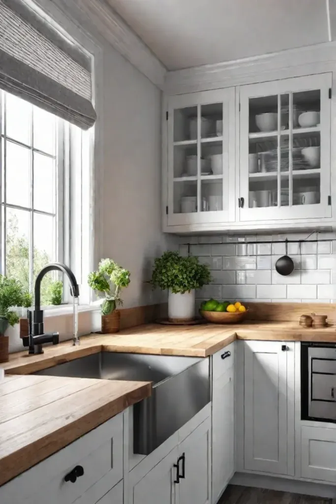 Modern farmhouse kitchen with subway tile