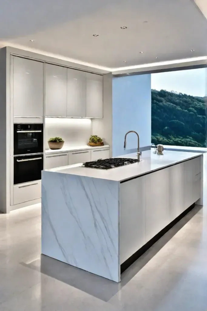 Quartz slab backsplash