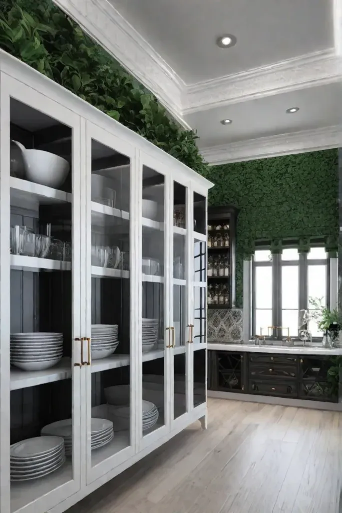 Removable wallpaper glassfront cabinets easy kitchen updates