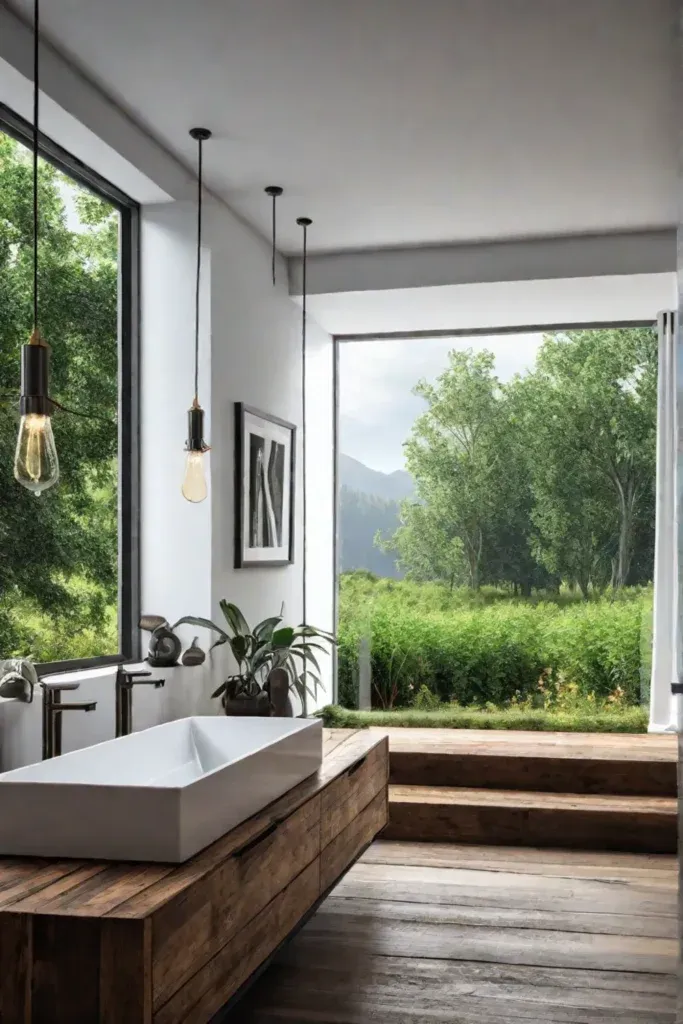 Rustic bathroom with industrial accents