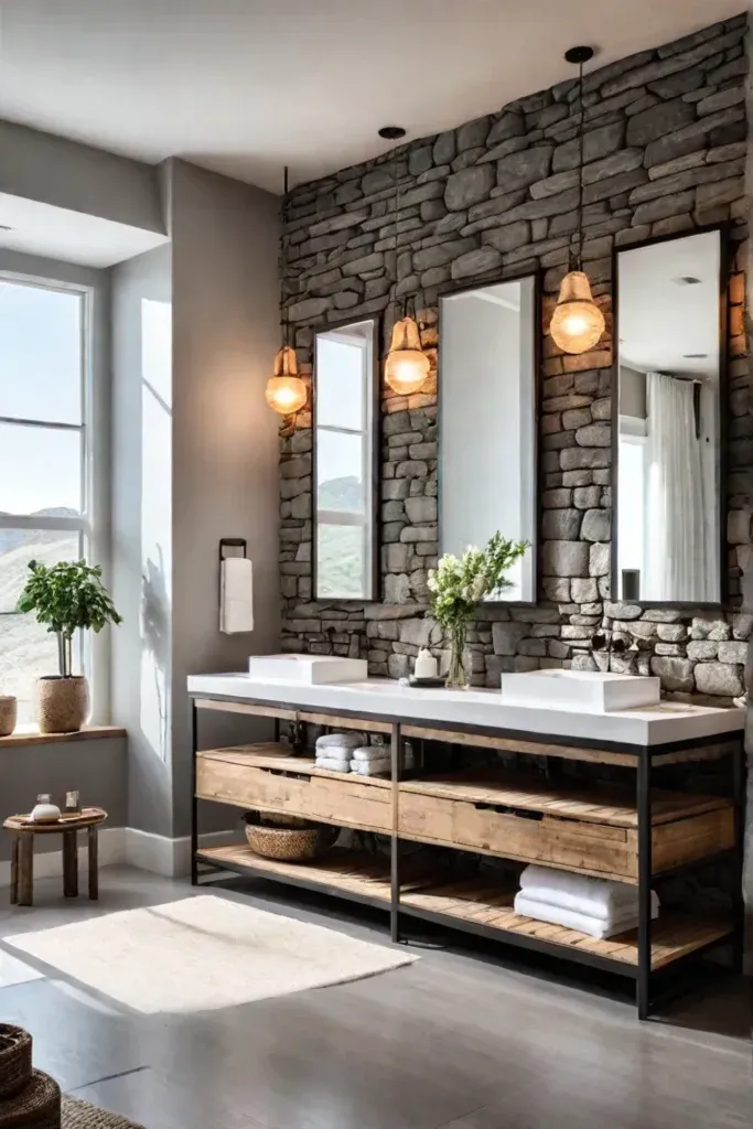 Rustic bathroom with modern amenities
