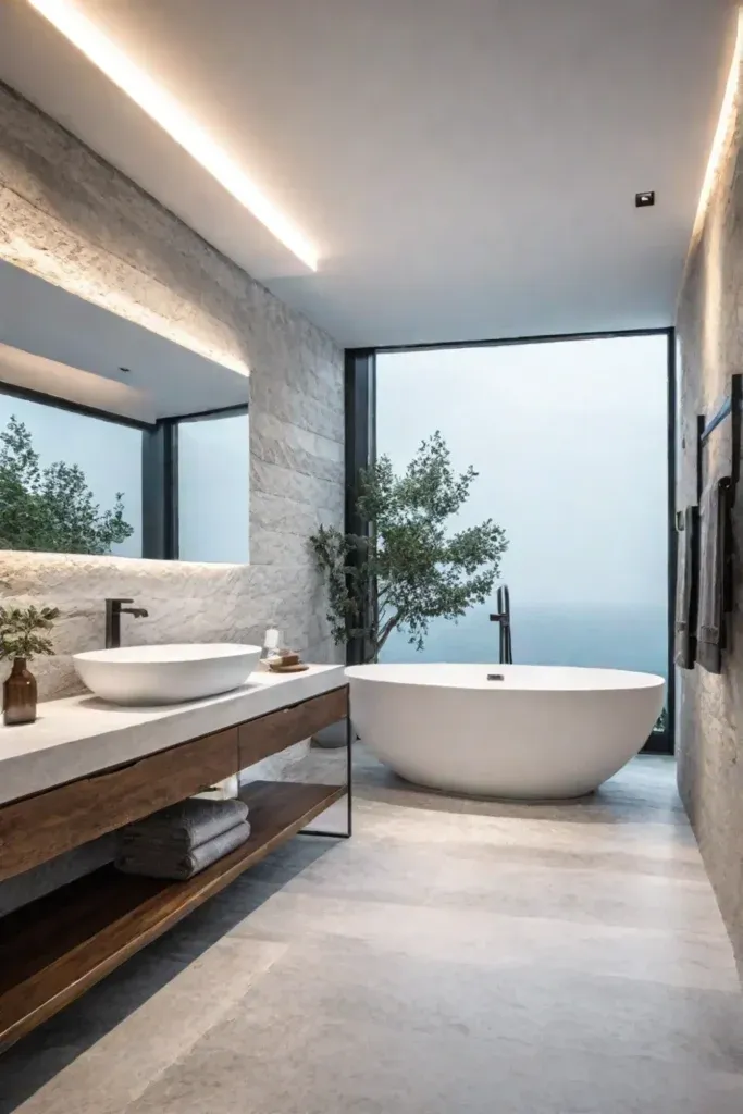 Rustic bathroom with stone tiles