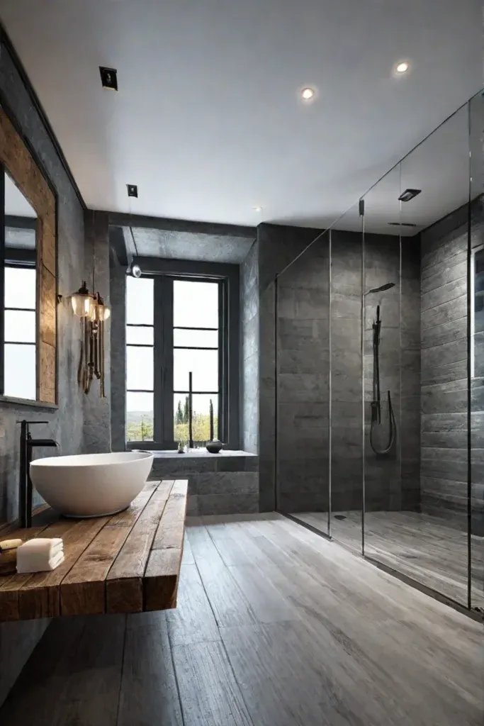 Rustic bathroom with walkin shower 1