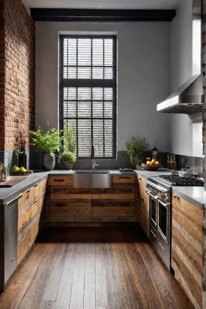 Rustic kitchen design with exposed brick