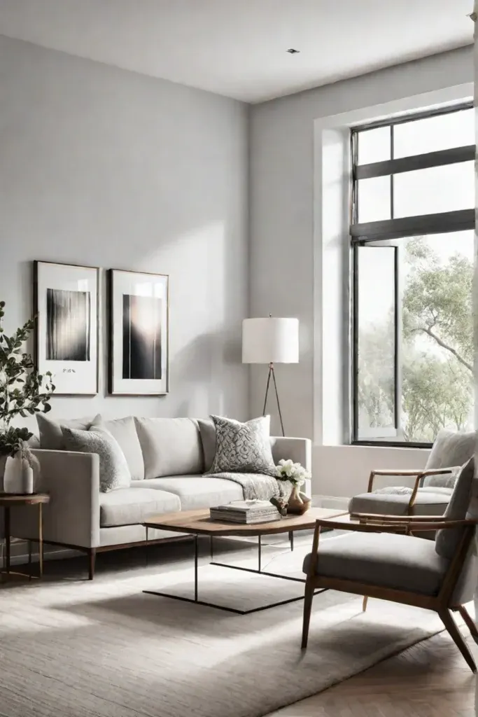 Serene minimalist living room with abundant natural light