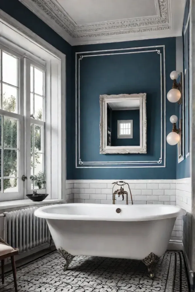 Vintage mirror expanding space small bathroom