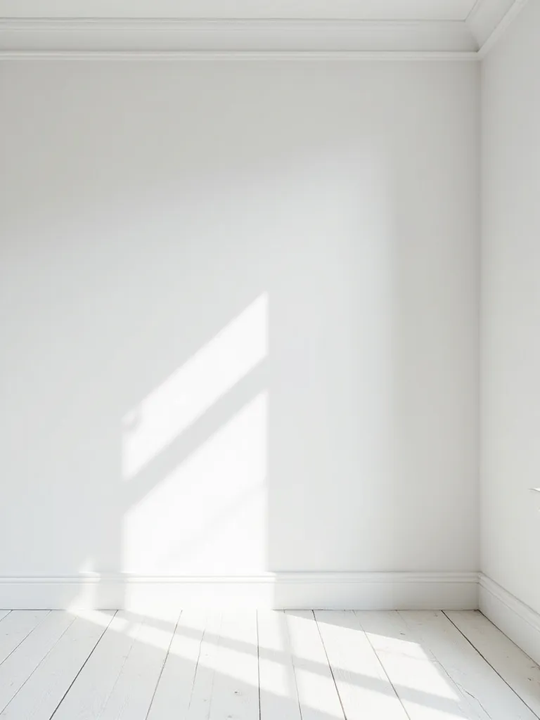 Serene white bedroom with classic white trim and molding details