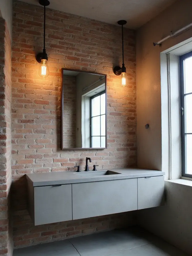 Industrial bathroom with Edison bulb lighting